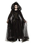 Hooded sheer black cape