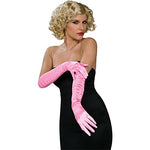 pink long satin gloves